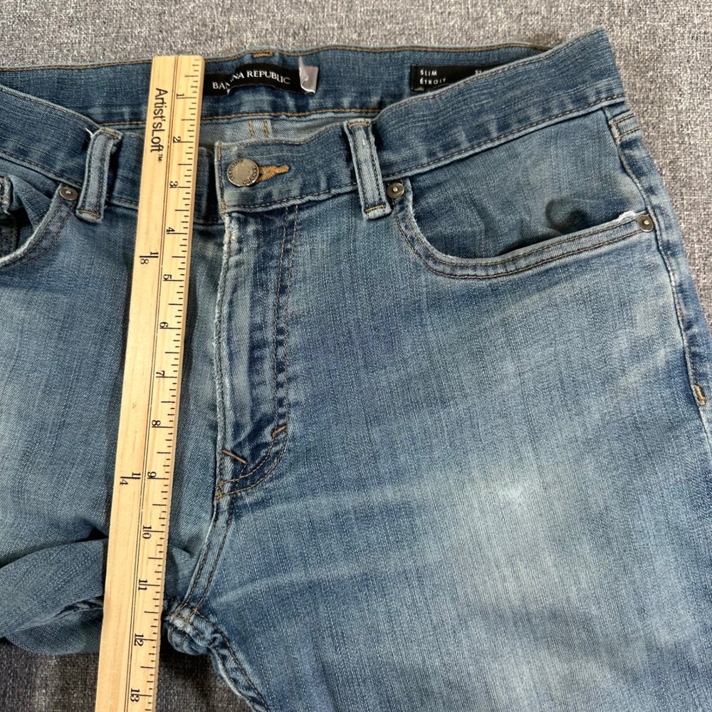 Banana Republic Jeans Mens 32x30 Slim Fit Etroit Blue Stretch Denim Medium Wash - Picture 9 of 10